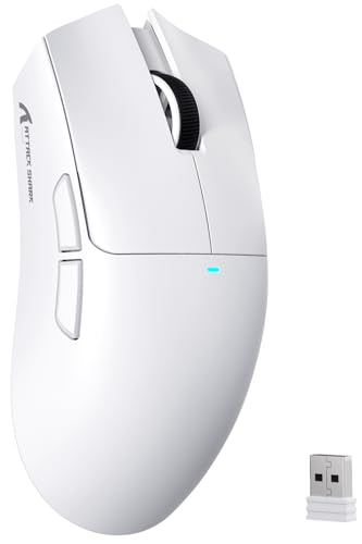 ATTACK SHARK X11SE Kabellose Gaming-Maus, 63g Superleicht, mit PixArt PAW3311-Sensor, 22000 DPI, Tri-Mode BT/2,4 GHz/Kabelgebunden, 1000Hz, 300mAh Battery, Dual-Treiber, für PC/Xbox/PS/Mac, Weiß