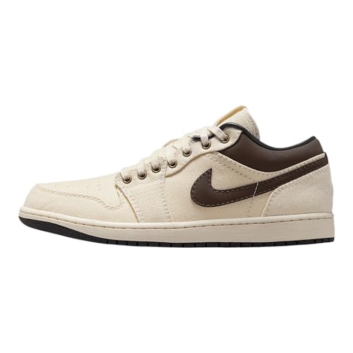 Air Jordan 1 Low Premium Herrenschuhe (IB8058-110, Pale Ivory/Off Noir/Baroque Brown), Elfenbeinfarben blass, 44 EU