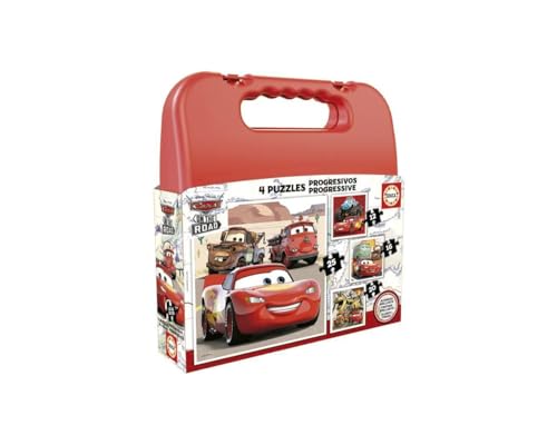 Educa - Pixar Cars, 4in1 Puzzle mit 12/16/20/25 Teilen, Puzzleset für Kinder ab 3 Jahren, Kinderpuzzle, Disney, Lightning McQueen (19677)