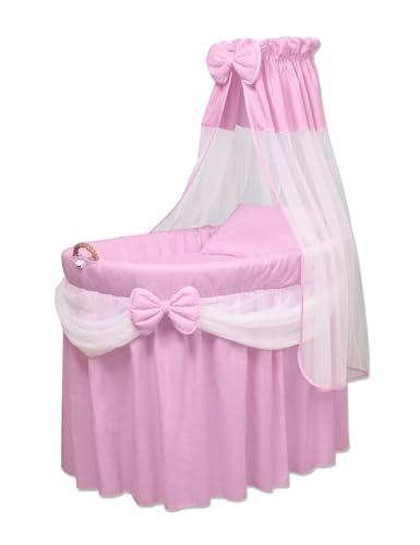 Waldin Stubenwagen-Set mit Ausstattung, XXL, Bollerwagen,komplett, 6 Modelle wählbar,rosa/weiß