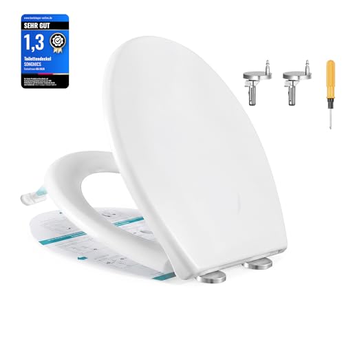 SONGMICS Toilettendeckel mit Absenkautomatik, Urea-Duroplast, O-Form