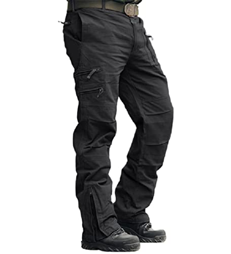 MAGCOMSEN Cargo Hosen Herren Army Hosen Ranger Hose Outdoorhose mit Zip Taschen Funktionshose Geeignet für Outdoor Aktivitäten Grau, 34