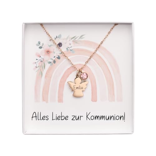 Generisch Personalisierte Kette zur Kommunion Schutzengel Taufkette Taufschmuck Mädchen