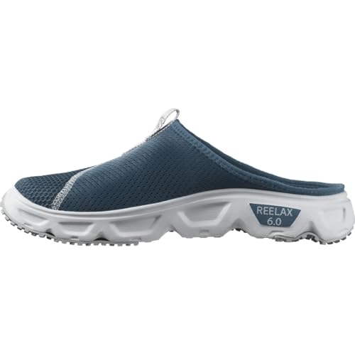 Salomon Reelax Slide 6.0 Herren Pantoletten, Outdoor-bereit, Sofortiger und lang anhaltender Komfort, Vielseitiger Einsatz, Blue Ashes, 43 1/3