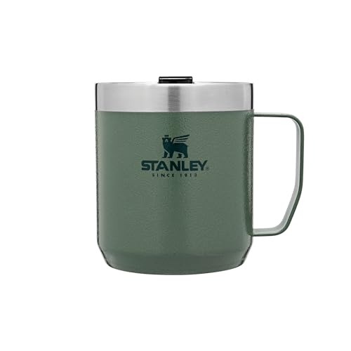 Stanley Classic Legendary Camp Mug Thermobecher 0.35L - Hält 1.5 Stunden Heiß - 3 Stunden Kalt - BPA-Frei - Spülmaschinenfest - Edelstahl Kaffeebecher To Go - Hammertone Green