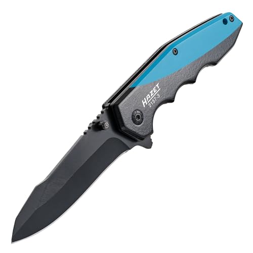 Hazet Klappmesser 2157-3 I Outdoor Taschenmesser mit hochwertiger Edelstahl-Klinge I Aluminium-Griff mit Fingermulden für den Einsatz in Werkstatt, Industrie oder Hobby
