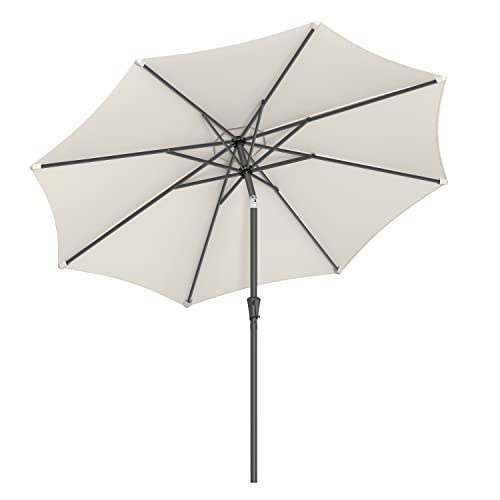 SONGMICS Sonnenschirm 300 cm UPF 50+ Strandschirm beidseitig 30° klappbar Sonnenschutz mit Kurbel Öffnen/Schließen für Terrasse, Balkon, Pool, ohne Ständer, beige GPU30BE