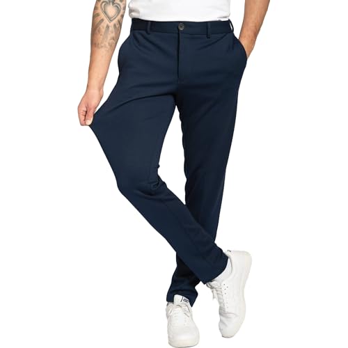 Performance Pants Herren Navy (Größe 34W/34L) - Stilvolle Herren Hosen Stretch - Chino Hose Stretch - Stilvolle Anzughose - Modische Praktische Männer Hosen für Business & Freizeit