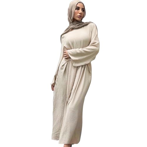 Jazvano Abaya Kleid für Muslim Eid Gebet - Dubai Maxi Kaftan Islamischer Salah Tageskleid - Weiche Muslimische Frauen Kleidung