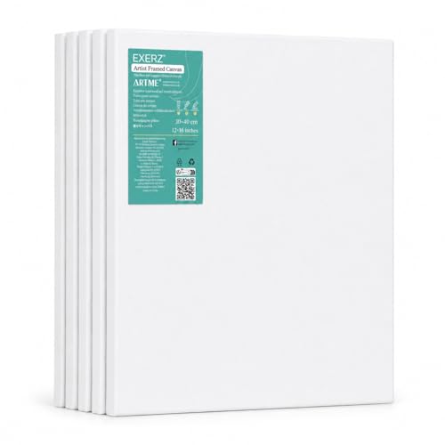 EXERZ Keilrahmen Leinwand 30×40cm, 5er Set – A3 Künstlerleinwand 100% Baumwolle, 280 g/m², 1,7 cm Dick, Dreifach Grundiert, Säurefrei, Mittlere Körnung – Für Acryl- & Ölmalerei