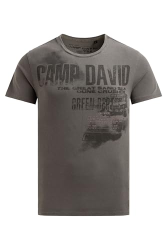 Camp David Herren T-Shirt mit Photo- und Rubber-Print Dark Wood, XXL