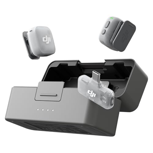DJI Mic Mini 2 (2 TX + 1 Mobile RX + Ladeschale), Funkmikrofon | Für iPhone 17/16/15 und Android/Tablet/PC, Plug-and-Play, 90 h Akkulaufzeit, 300 m Übertragungsreichweite, Vlog