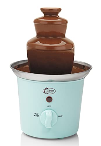 Bestron Schokoladenbrunnen mit 3 Etagen, kleiner Schokobrunnen mit Warmhaltefunktion, 60 Watt, Farbe: Mint