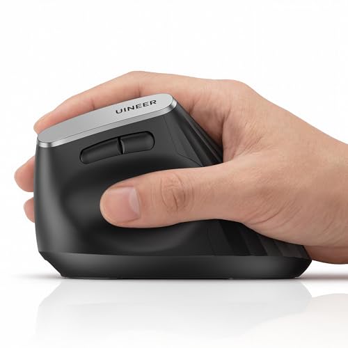 Ergonomische Maus Kabellos, 2,4GHz Vertikale Maus mit USB-Empfänger, Wiederaufladbar per USB-C, 4 DPI-Stufen bis 2400 DPI, Leise Klicks, Daumen-Scrollrad & Vor-/Zurück-Tasten, Für Windows und Mac