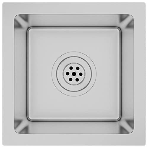 vidaXL Handgemachte Einbauspüle Wasserabfluss in X-Form Edelstahlspüle Küchenspüle Spülbecken Spüle Unterbau Unterputz Einbau Edelstahl 30 x 30 x 20 cm