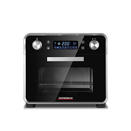 GASTROBACK #42815 Design Ofen Air Fry & Pizza, 1680 Watt, 5 IN 1: Pizzaofen, Heißluftfritteuse, Mini-Backofen, Grill-Drehspieß und Dörrgerät, 22 Liter Kapazität, 3 Einschubebenen