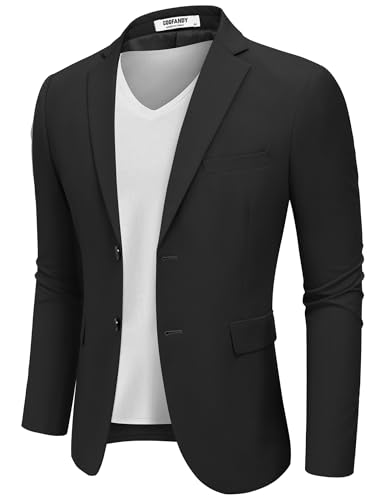 COOFANDY Sakko Herren Sportlich Blazer Anzugjacken Business Freizeit Regular Fit Jackett Sommer Sportsakko Schwarz XXL