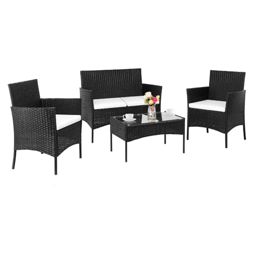 LEADZM Gartenmöbel, Balkonmöbel, aus PE-Polyrattan, Wetterfest, UV-Schutz