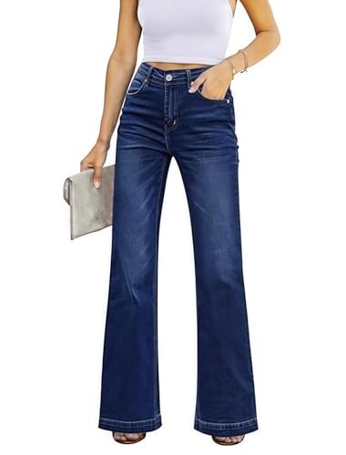 LuminBlaze Bootcut Jeans Damen High Waist Weites Bein Jeanshose Bequeme Stretch Baggy Denimhose