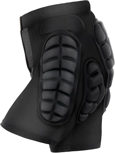 TOMSHOO Protektorhose Herren Damen, 3D-Schutz Gepolsterte Kurze Hose für Snowboarding, Skaten und Skifahren, Eva Paded Protektor Shorts für Hüfte, Po und Steißbein, L
