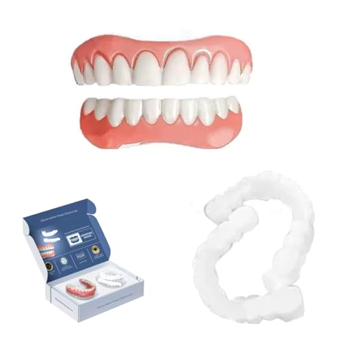 XPEX Silikon-Zahnersatz-Set,Zahnprothesen,Silikon-Prothesen-Set,Zahnersatz-Set,Vollmund,Falsche Zähne,Zahnersatz Oben Und Unten,Schnapp-Zahnersatz-Set,Zahnersatz-Riner-Set