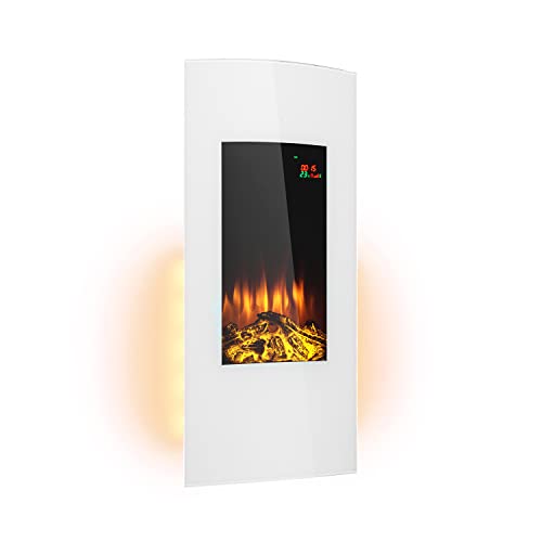 Klarstein Elektrokamin, Elektro Heizungen für Wohnzimmer & Innenräume, Elektrischer Kamin mit LED Flammen, Kamin zur Wandmontage, Heizlüfter mit Timer, Einstellbarer Thermostat, Heizung 2000 W