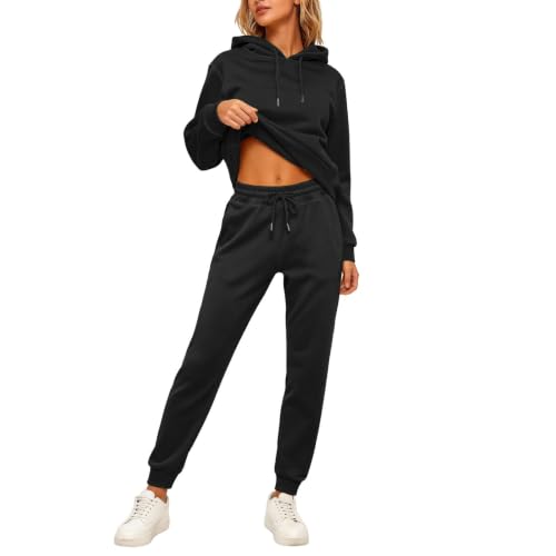 Jogginganzug Damen-Jogginghose Hoodie Trainingsanzug Sporthose Hausanzug Set Kapuzenpullover Sweatjacke Jogging Anzug mit Kapuze Zweiteiler Tracksuit Freizeitanzug Sportanzug Lang, S-3XL