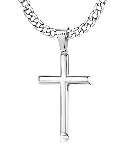 Chriscoco Kreuz Kette 925 Sterling Silber für Herren Damen Halskette Herren
