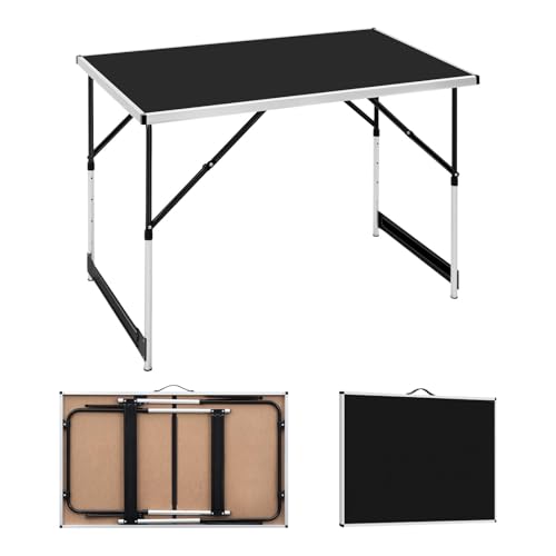 WOLTU Campingtisch klappbar, 100x60cm, 4-Fach höhenverstellbar, Schwarz