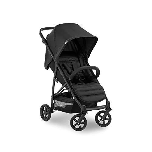 hauck Rapid 4, Schwarz - Kinderbuggy mit Liegefunktion für Babys ab Geburt bis 22 kg - Klein Zusammenklappbar - Höhenverstellbarer Schieber - Pannensichere Kunststoff Räder
