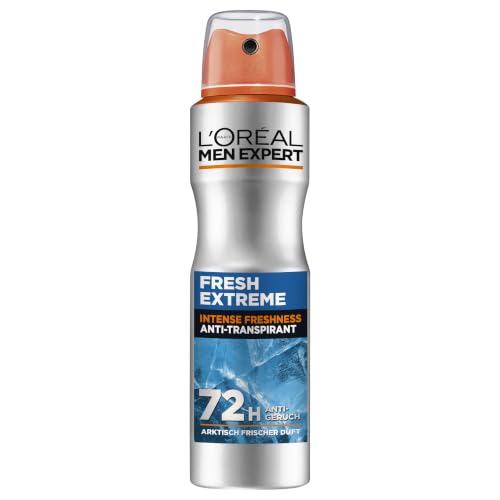 L'Oréal Paris, Men Expert, Fresh Extreme 72H Anti-Transpirant Deospray, mit Ultra-Cooling-Effekt, intensiver Schutz gegen Geruch, Aerosol, 6 x 150ml
