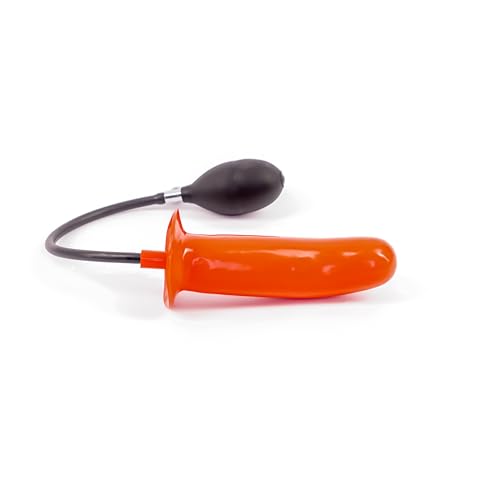 Rubberfashion Latex Dildo - aufblasbarer Dildo mit Pumpe - glatter G-Punkt Anal Plug XL für Frauen und Männer 17 x 5 cm Rot 0.8mm fester Kern