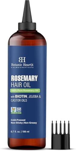Botanic Hearth Rosmarin Haaröl – Haarwachstum & stärkende Pflege mit Biotin, Jojoba- & Rizinusöl, nährend & volumengebend, Non-GMO – 198 ml
