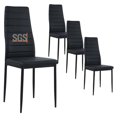 buybyroom Esszimmerstühle 4er Set Metall Küchenstuhl, Esstisch Stuhl Bequemer Polsterstuhl SitzfläChe,Schwarz