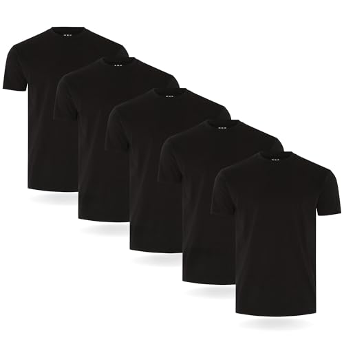Fm London Herren-t-shirt (3/5er-pack) Herren T-Shirt , Schwarz (5er-pack), XXL