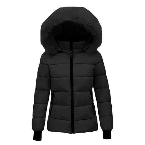 Generisch Winterjacke Damen Leichte Steppjacke Einfarbig Winterjacke Mit Kapuze Kurz Pufferjacke Gesteppter Dicke Warme Daunenjacke Winddichter Mantel Outdoor Jacken