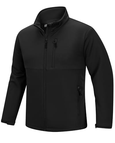 Outdoor Ventures Softshelljacken für Herren Wasserdicht Atmungsaktive Wanderjacke Windbreaker Leichte Sportjacke für Laufen Fahrrad Camping Schwarz S