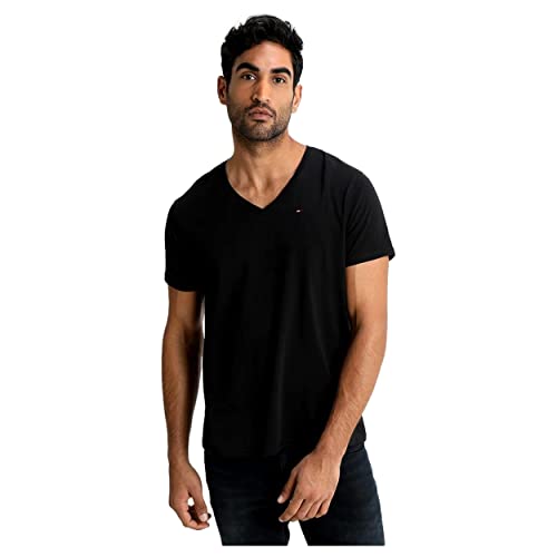 Tommy Jeans Herren Tjm Original Jersey V Neck Tee Dm0dm04410 Kurzarm Strickoberteile, Schwarz (Tommy Black), XL EU