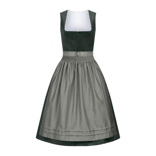 Dirndl Damen Oktoberfest Outfit Midi Dirndlkleid Trachtenkleid Schürze Drindl Trachtenrock Kleidung Dirndlkleid Spitze Knielang Festlich Dirndlschürze Schlicht Tracht Trachtenmode Kleid L Green