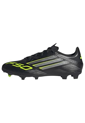 adidas Unisex F50 League Firm Ground Football Boots Fußballschuhe, Core Black/Iron Metallic/Lucid Lemon, 42 EU