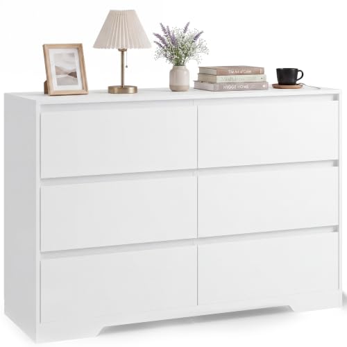 Xbro Kommode Weiß mit 6 Schubladen, 100x35x75 cm Sideboard Modern