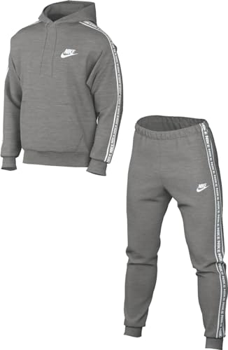 Nike FB7296-063 M NK Club FLC GX HD TRK Suit Tracksuit Herren DK Grey Heather/White Größe M