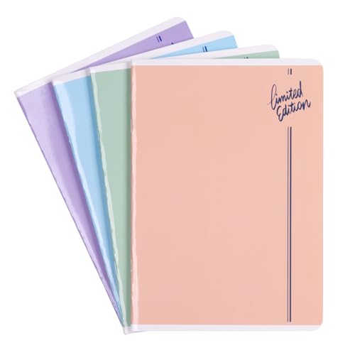 gimboo Schulheft/Format A5 60/60 Blatt Kariert/Mixed 4er Packung - 4 Stück/Packung Motive Sortiert/für Kinder zur Einschulung für Grundschüler/mit Rand/Weiße Karten/Blau Kariert