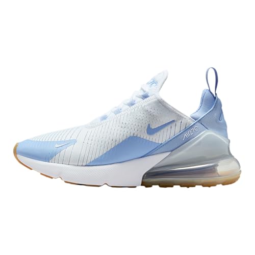 Nike Air Max 270 Damenschuhe (weiß/blau getönt/gum hellbraun/Aluminium), Weiß/Aluminium-Blau, 38 EU