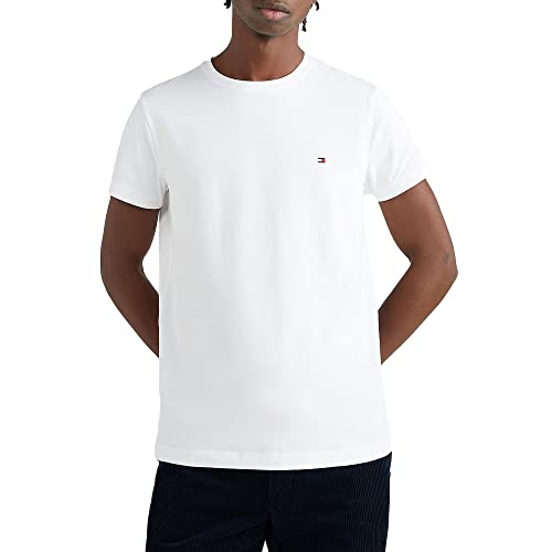 Tommy Hilfiger Herren T-Shirt Kurzarm Core Stretch Slim Fit, Weiß (White), S