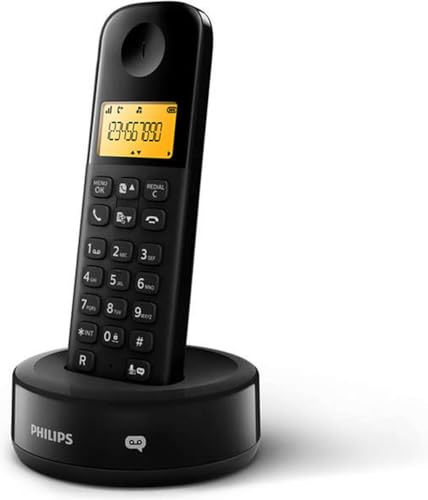Philips D165B Telefon Schnurlos – Festnetztelefon Schnurlos - DECT Telefon – Telefon mit 1,6 Zoll Display – 50 Kontakte – Haustelefon mit 10h Sprechzeit – 200h Standby – Schwarz