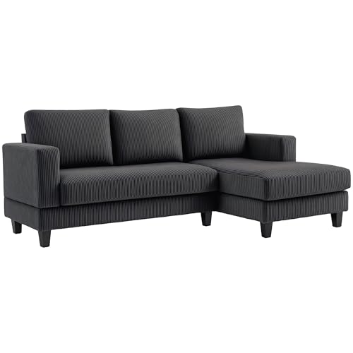 HOMCOM Ecksofa Couch mit Chaiselongue L Form 214 x 134 x 87 cm Dunkelgrau