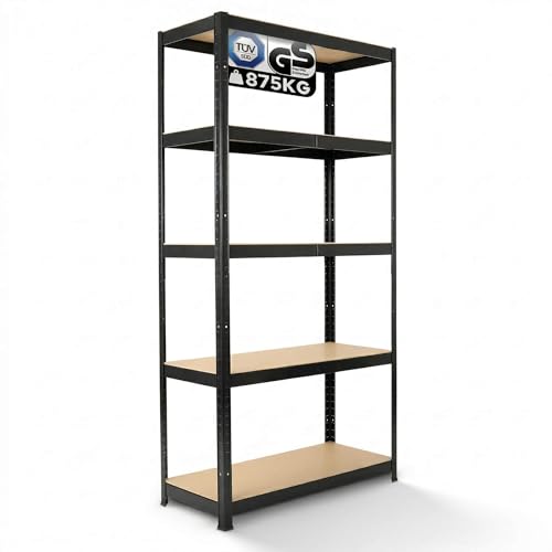 Arebos Schwerlastregal | 180x90x40 cm | 875 kg Tragkraft | Schwarz | Regal