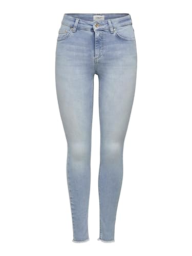 ONLY NOS Damen onlBLUSH MID SK ANK RAW JNS REA306 NOOS Skinny Jeans,, per pack Blau (Light Blue Denim Light Blue Denim), 38/L32 (Herstellergröße: M)