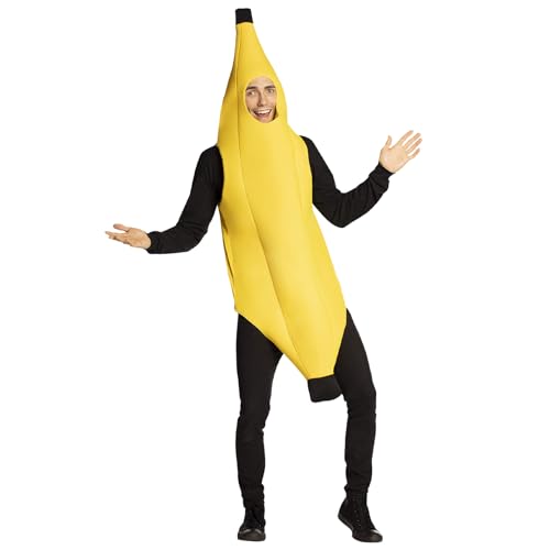 Noaxylic Bananenkostüm, Neuartige Bananen Kostüm für Unisex Erwachsene Obst-Kostüm in Bananenform, Bananenkostüm-Set, Obst Kostüme Lustiges Leichtes, für Halloween, Karnevalskostüme, Dress Up Party